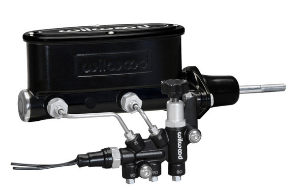 Wilwood HV Tandem M/C Kit w L/H Bracket & Prop Valve - 7/8in Bore Black-W/Pushrod - wil261-13271-BK