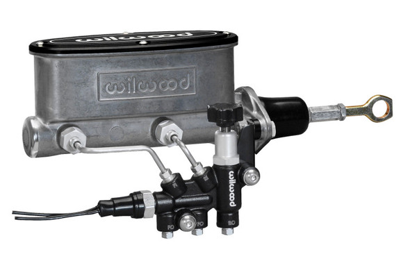Wilwood HV Tandem M/C Kit w L/H Bracket & Prop Valve - 7/8in Bore-W/Pushrod - Early Mustang - wil261-13272