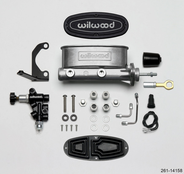Wilwood HV Tandem M/C Kit w L/H Bracket & Prop Valve - 15/16in Bore-W/Pushrod - Early Mustang - wil261-14158