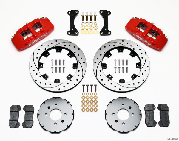 Wilwood Dynapro 6 Front Hat Kit 12.19in Drilled Red 94-01 Honda/Acura w/262mm Disc - wil140-10735-DR