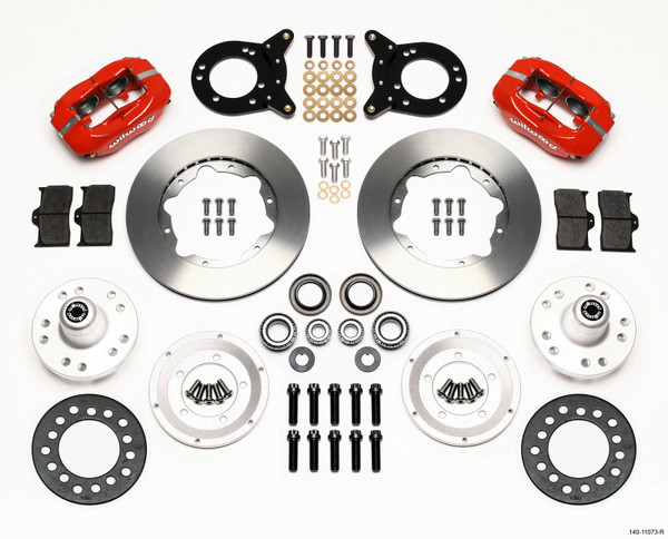 Wilwood Forged Dynalite Front Kit 11.00in Red 1970-1973 Mustang Disc & Drum Spindle - wil140-11073-R