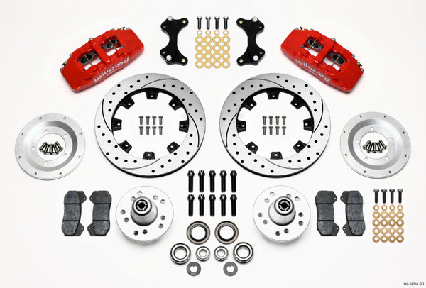 Wilwood Dynapro 6 Front Hub Kit 12.19in Drilled Red WWE ProSpindle - wil140-10741-DR