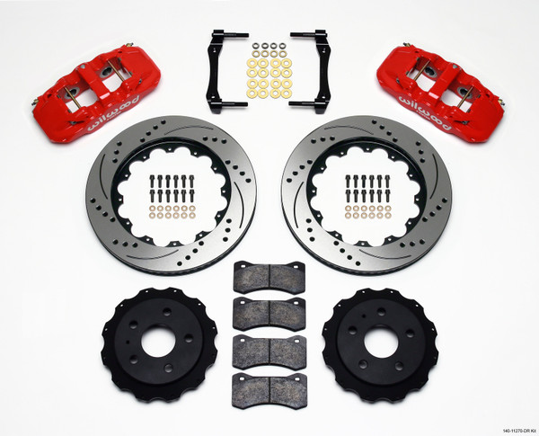Wilwood AERO4 Rear Kit 14.25in Drilled Red 2010-2015 Camaro - wil140-11270-DR