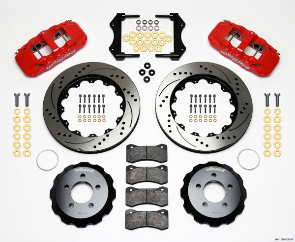 Wilwood AERO6 Front Hat Kit 14.25 Drilled Red 2006-10 Magnum/Challngr/Chrgr/300C - wil140-11764-DR