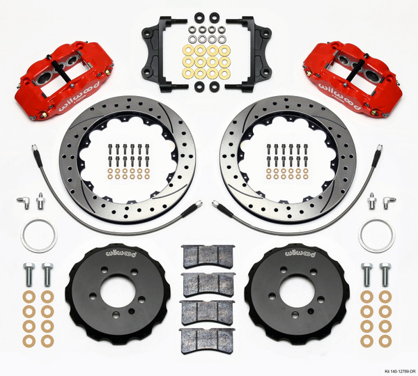 Wilwood Narrow Superlite 6R Front Hat Kit 12.88in Drill Red 06-12 Volkswagen GTI w/ Lines - wil140-12789-DR