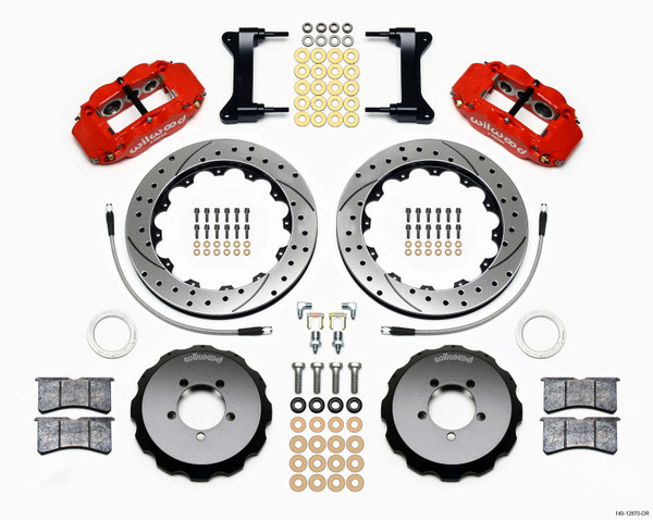 Wilwood Narrow Superlite 6R Front Hat Kit 12.88in Drill Red 2012-Up Toyota / Scion FRS w/ Lines - wil140-12870-DR