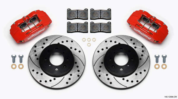 Wilwood DPHA Front Caliper & Rotor Kit Drill Red Honda / Acura w/ 262mm OE Rotor - wil140-12996-DR
