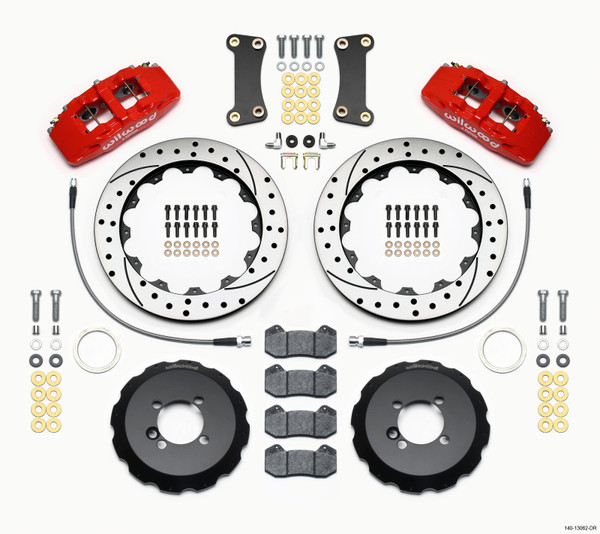 Wilwood Dynapro 6 Front Hat Kit 12.88in Drilled Red 2002-Up Mini Cooper w/ Lines - wil140-13062-DR