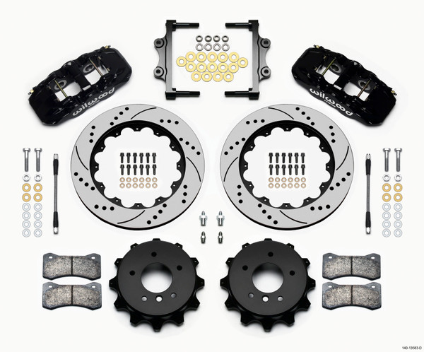 Wilwood AERO4 Rear Kit 14.00 Drilled 2007-2011 BMW E90 Series w/Lines - wil140-13583-D