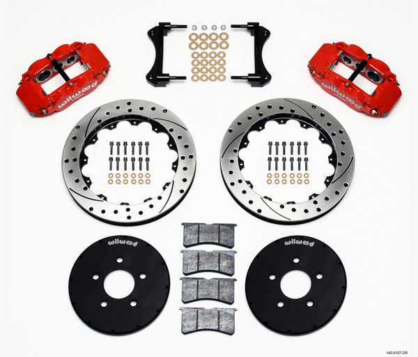 Wilwood Narrow Superlite 6R Front Hat Kit 12.88in Drill Red 1994-2004 Mustang - wil140-9107-DR