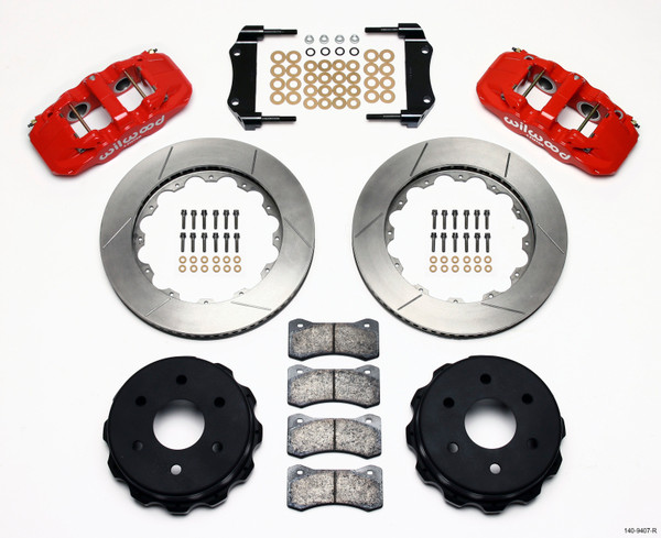 Wilwood AERO4 RearTruck Kit 14.25in Red 1999-2010 GM 1500-SUV 1 Piston OE Caliper - wil140-9407-R