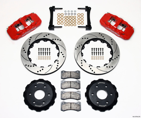 Wilwood AERO6 Front Truck Kit 14.25in Drill Red 1999-2014 GM Truck/SUV 1500 - wil140-9789-DR