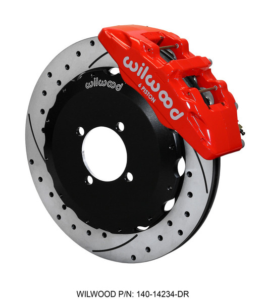 Wilwood Dynapro 6 Front Hat Kit 12.88in Drilled Red 2016-Up Mazda MX5 Miata w/ Lines - wil140-14234-DR