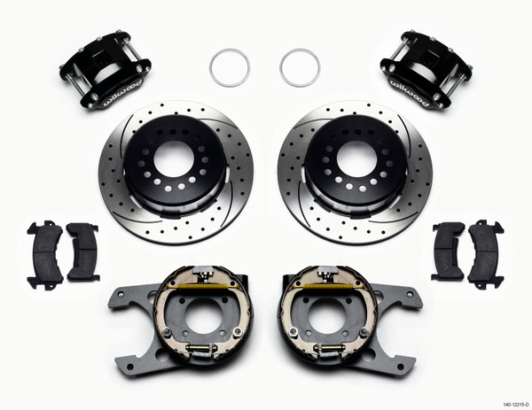 Wilwood D154 P/S Park Brake Kit Drilled Chevy 12 Bolt 2.75in Off w/ C-Clips - wil140-12215-D
