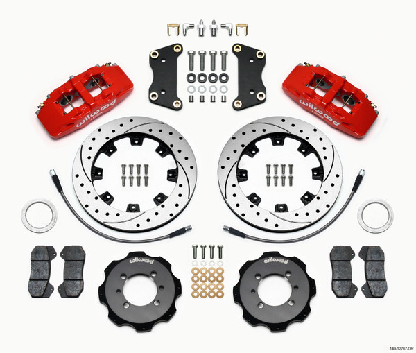 Wilwood Dynapro 6 Front Hat Kit 12.19in Drilled Red 2012 Fiat 500 w/ Lines - wil140-12767-DR