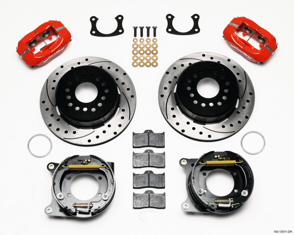 Wilwood Forged Dynalite P/S Park Brake Kit Drilled Red BOP Axle 2.75in Bearing 2.75 Offset - wil140-13511-DR