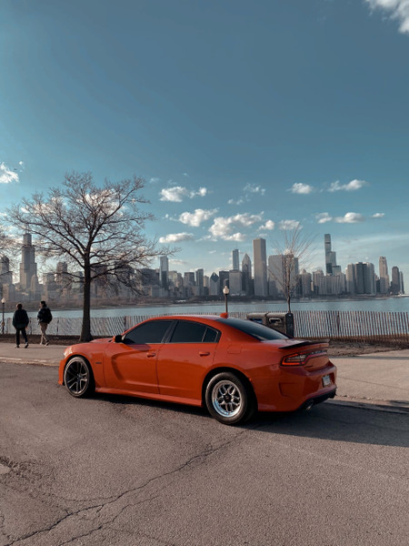 Dodge Charger SCAT Pack with WELD Laguna Gloss Back 17x10 Drag Wheels on Mickey Thompson 305/45R17 ET Street S/S DOT Drag Tires