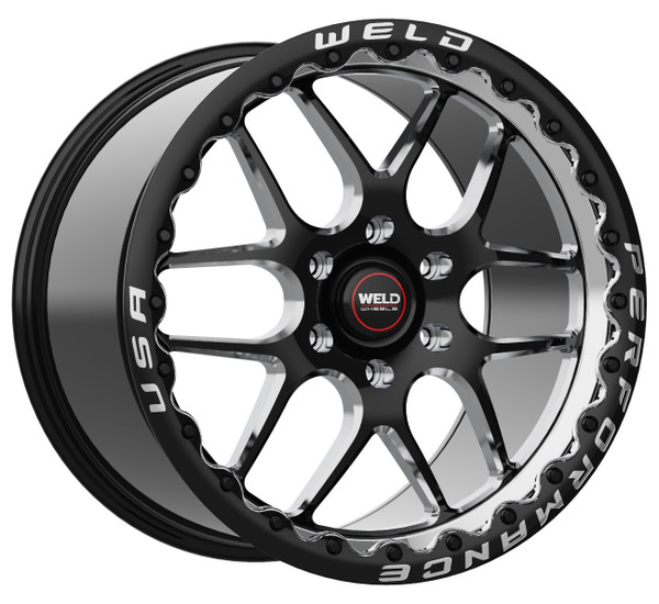 WELD Solana Beadlock Drag Gloss Black Wheel with Milled Spokes 20x10 | 6x139.7 BC (6x5.5) | +38 Offset | 6.99 Backspacing - S91000084P38 for 1999, 2000, 2001, 2002, 2003, 2004, 2005, 2006, 2007, 2008, 2009, 2010, 2011, 2012, 2013, 2014, 2015, 2016, 2017, 2018, 2019, 2020, 2021, 2022, 2023, 2024 Chevrolet Silverado 1500, GMC Sierra 1500.
