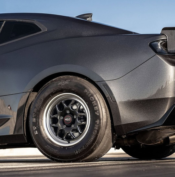 WELD Solana Drag Gloss Black Wheel with Milled Spokes 15x10 | 5x120 BC | +45 Offset | 7.27 Backspacing - S160B0022P45 for G8 GT & VE Commodore 2008-2009, Chevy SS Sedan (Holden VF) 2014-2016, CTS-V Coupe 2011-2015, CTS-V Sedan 2009-2014, Camaro SS / ZL1 2010-2015, Camaro SS / 1LE / ZL1 2016-2024