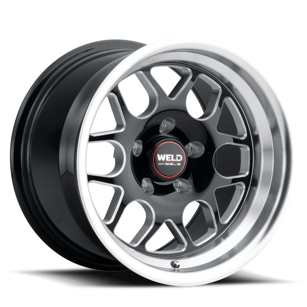WELD Solana Drag Gloss Black Wheel with Milled Spokes 15x10 | 5x115 BC | +22 Offset | 6.36 Backspacing - S160B0071P22 for Challenger 2009-2023, Charger 2006-2010, Charger 2012-2023, Chrysler 300 2012-2023, Magnum 2005-2009, Charger & Challenger Hellcat Standard Body 2015-2023