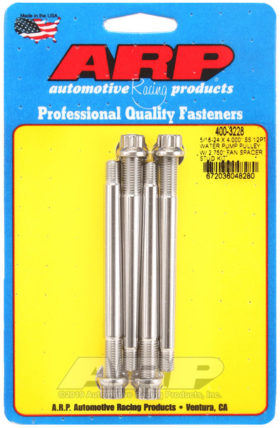 Shop for the best deals on ARP 5/16-24 x 4-inch Stainless Steel Water Pump Pulley with Fan Spacer Stud Kit - 400-3228 from JustBoltOns.com. Great customer service, in-stock inventory and financing options available