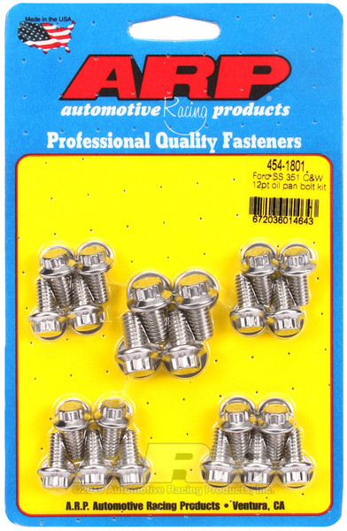ARP Oil Pan Stud/Bolt Kit | Ford SS 351C and Windsor 12-Point - High-Strength for Classic Ford Engines | 454-1801