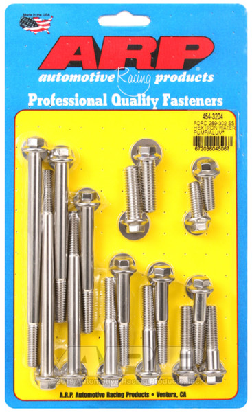ARP Water Pump Stud/Bolt Kit | Ford 289-302 SS Iron Water Pump and Front Cover | 454-3204