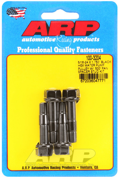 Shop for the best deals on ARP 5/16-24 x 1.75 Inch Black Hex Water Pump Pulley with 0.500 Inch Fan Spacer Stud Kit from JustBoltOns.com. Great customer service, in-stock inventory and financing options available