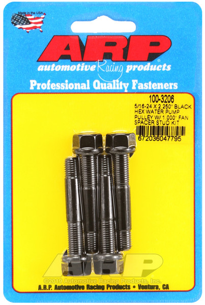 Shop for the best deals on ARP 5/16-24 x 2.25 inch Black Hex Water Pump Pulley with 1-inch Fan Spacer Stud Kit from JustBoltOns.com. Great customer service, in-stock inventory and financing options available