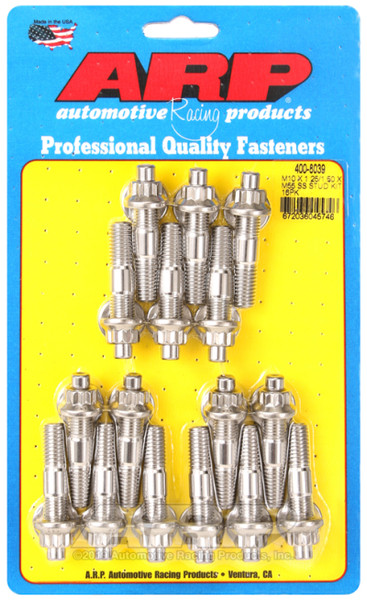 ARP Stud, Stainless Steel | Broached M10 x 1.25/1.50 x 2.17 inches - 16 Pieces | 400-8039