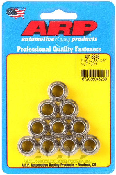 ARP Nut, Stainless Steel | 7/16-14 12-Point in - Pack of 10 | 401-8346