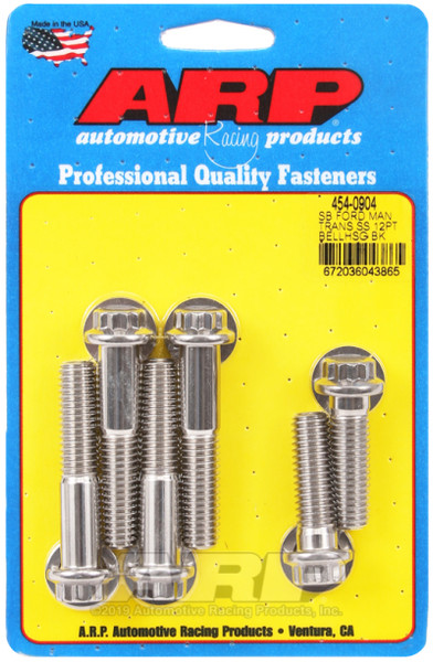 ARP Bellhousing Bolt Kit, Stainless Steel | Small Block Ford Manual Transmission in Polished | 454-0904