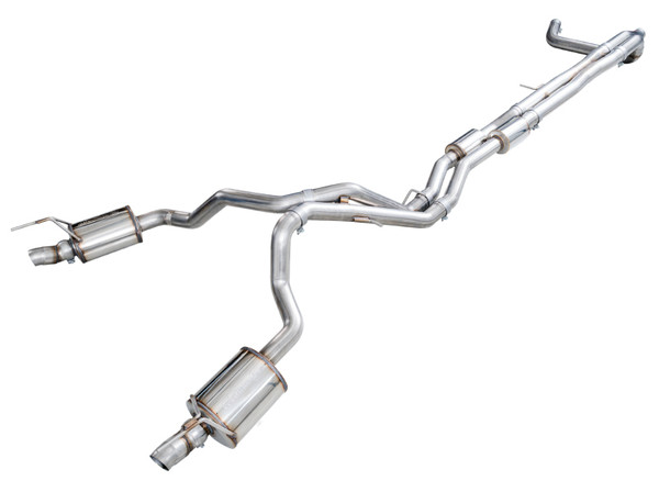 AWE 0FG Dual Exit Cat-Back Exhaust 3015-31222 for 2021-2026 Cadillac Escalade ESV 6.2L reusing factory OEM exhaust tips