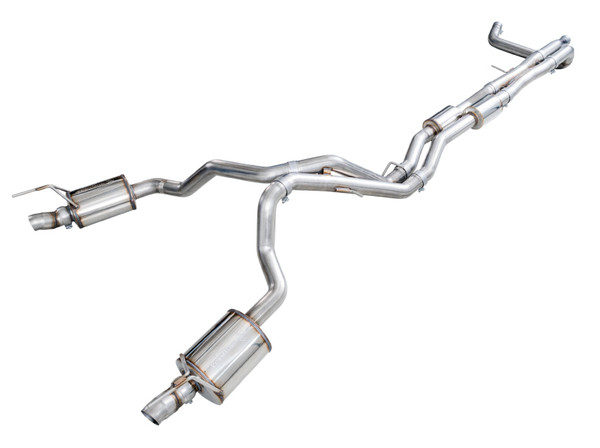 AWE 0FG Dual Exit Cat-Back Exhaust 3015-31321 for 2021-2026 Cadillac Escalade 6.2L reusing factory OEM exhaust tips