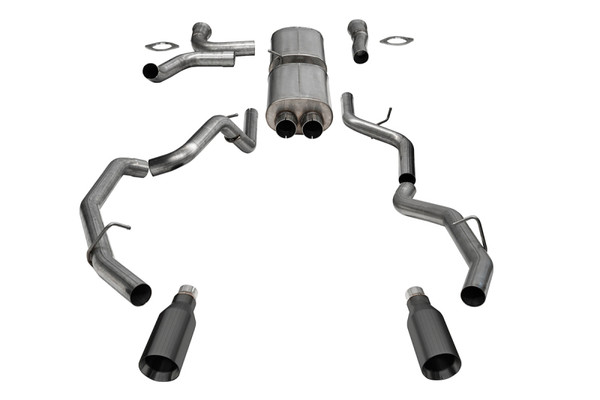 CORSA 21389GNM Sport true dual 3-inch cat-back exhaust with 5-inch Gunmetal Pro Series stainless steel tips for 2025-2026 Ram 1500 RHO 3.0L Twin Turbo Hurricane High Output