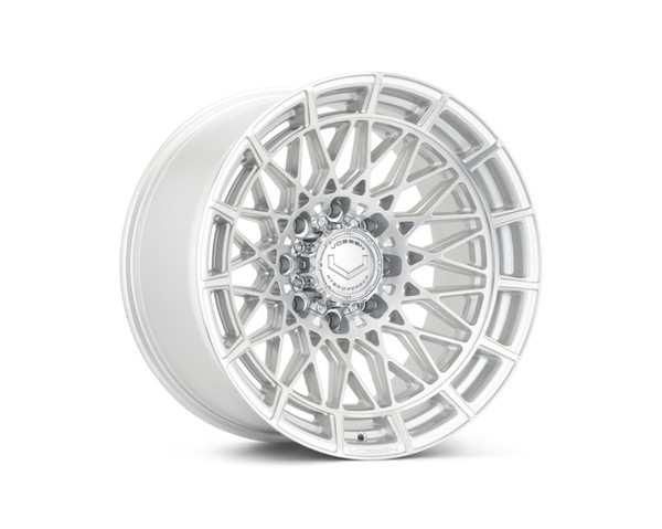 Vossen HFX-3 Silver Polished Wheel 20x9 | 8x180 BC | ET0 (HFX3-0Z01-SP) front face view - fits Chevrolet Silverado 2500HD 2011-2026, GMC Sierra 2500HD 2011-2026, Chevrolet Silverado 3500HD SRW 2011-2026, GMC Sierra 3500HD SRW 2011-2026