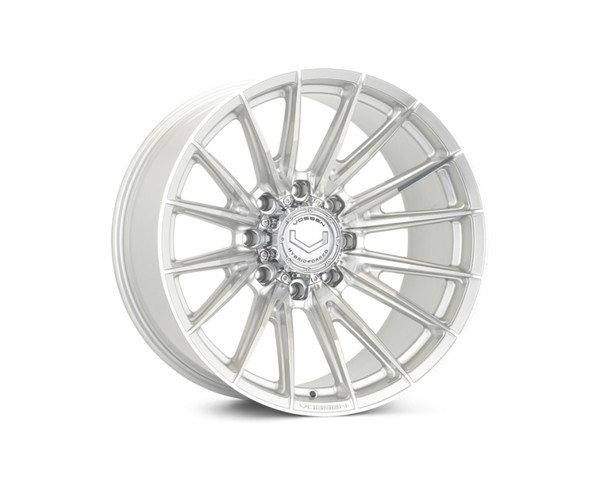 Vossen HFX-2 Silver Polished Wheel 20x9 | 8x180 BC | ET18 (HFX2-0Z02-SP) front face view - fits Chevrolet Silverado 2500HD 2011-2026, GMC Sierra 2500HD 2011-2026, Chevrolet Silverado 3500HD SRW 2011-2026, GMC Sierra 3500HD SRW 2011-2026