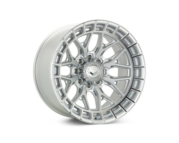 Vossen HFX-1 Silver Polished Wheel 20x9 | 8x180 BC | ET0 (HFX1-0Z01-SP) front face view - fits Chevrolet Silverado 2500HD 2011-2026, GMC Sierra 2500HD 2011-2026, Chevrolet Silverado 3500HD SRW 2011-2026, GMC Sierra 3500HD SRW 2011-2026