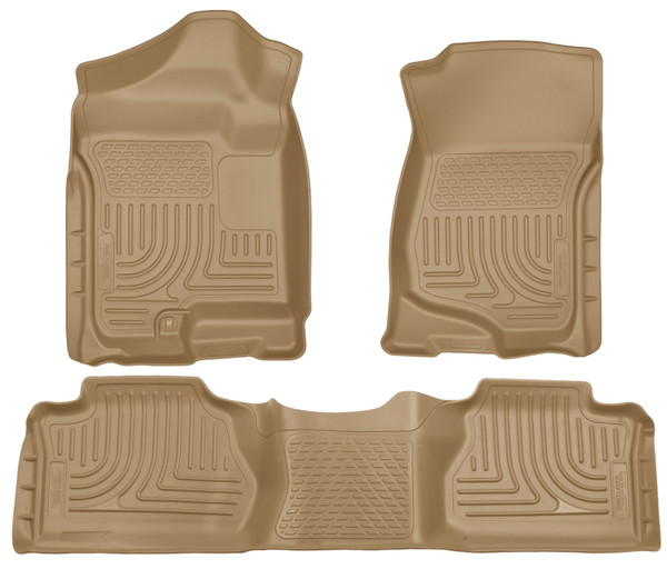 Husky Liners WeatherBeater Combo Floor Liners, Tan for 2007-2013 Chevy Silverado/GMC Sierra Extended Cab - Part #98213