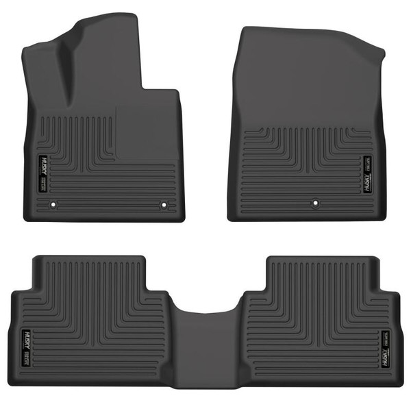 Husky Liners WeatherBeater Front & 2nd Row Seating Floor Liners, Black for 2021-2023 Hyundai Santa Fe - Part #95881