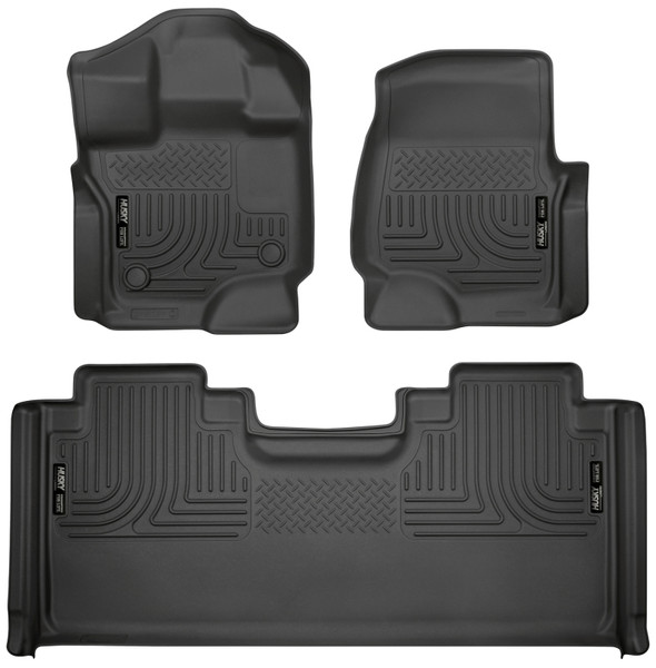 Husky Liners WeatherBeater Front & 2nd Row Seating Floor Liners, Black for 2015-2026 F-150 SuperCab - Part #94051