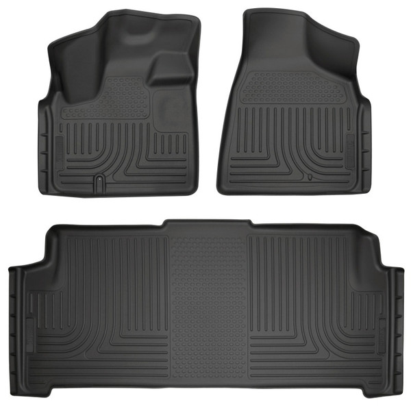 Husky Liners WeatherBeater Front & 2nd Row Seating Floor Liners, Black for 2008-2020 Dodge Grand Caravan - Part #93691