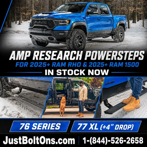 Best Running Boards for the 2025-2026 RAM RHO? AMP Research PowerSteps and PowerStep XL Are In Stock Now.