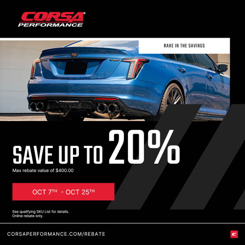 CORSA Performance 20% Rebate on Exhaust Systems and Cold Air Intakes – October 7-25, 2024!