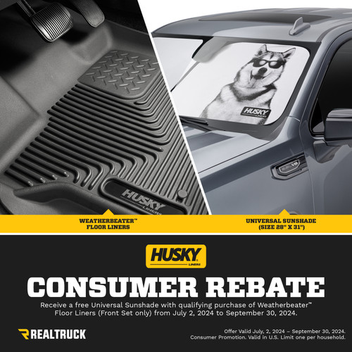 Get a Free Sunshade with Husky Liners Weatherbeater™ Floor Liners Purchase (Ends 9/30/24)! Get a Free Sunshade with Husky Liners Weatherbeater™ Floor Liners Purchase (Ends 9/30/24)!
