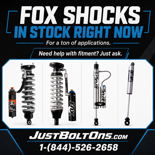 Best FOX Shocks & Coilovers for Ford Bronco, F-150, Raptor, Jeep Wrangler, Tacoma, Tundra & More – In Stock Now.