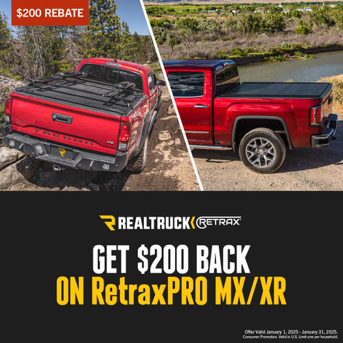 Save $200 on RetraxPro MX and XR Manual Retractable Tonneau Covers for January 2025! (Manufacturer Rebate)