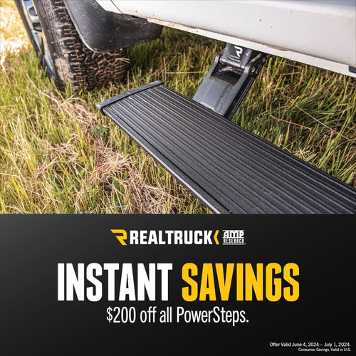 Save $200 on AMP Research Powersteps at JustBoltOns.com until 7/1/24!