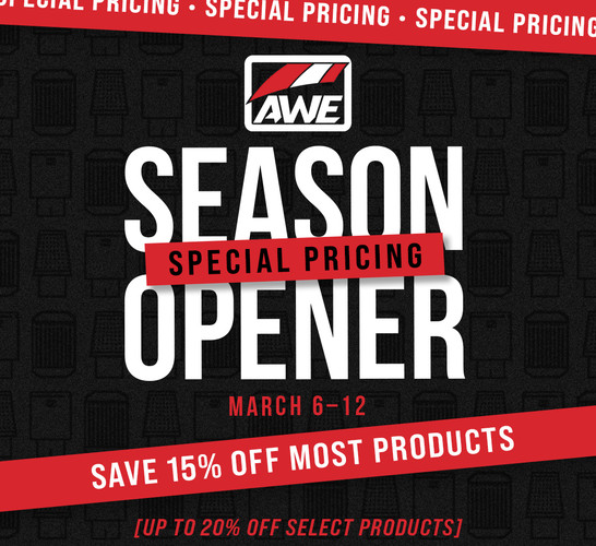 Seasoner Opener: Up to 20% Off AWE Tuning Exhaust Systems at JustBoltOns.com Until 3/12/2024! Seasoner Opener: Up to 20% Off AWE Tuning Exhaust Systems at JustBoltOns.com Until 3/12/2024!
