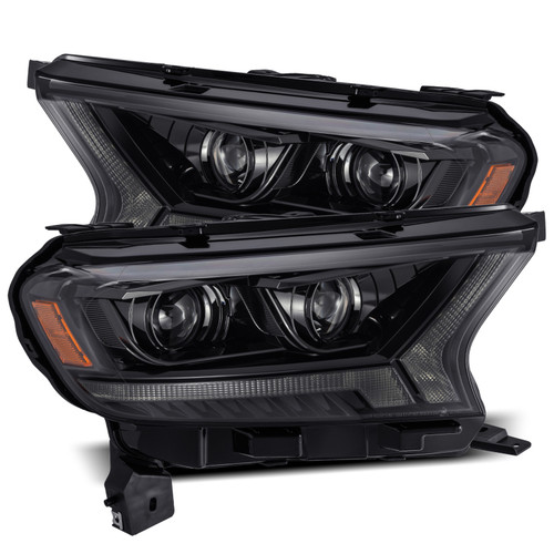 AlphaRex 19-21 Ford Ranger LUXX LED Proj Headlights Plank Style Black w/Seq Signal/DRL